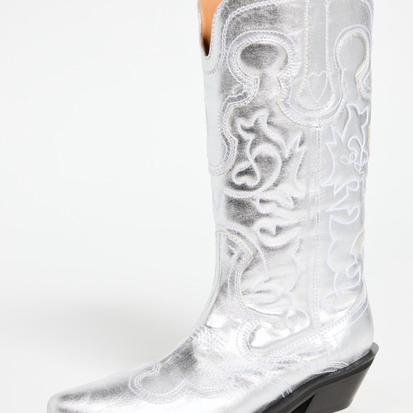 NEW without box Ganni chrome Cowboy Boot - Picture 3 of 4